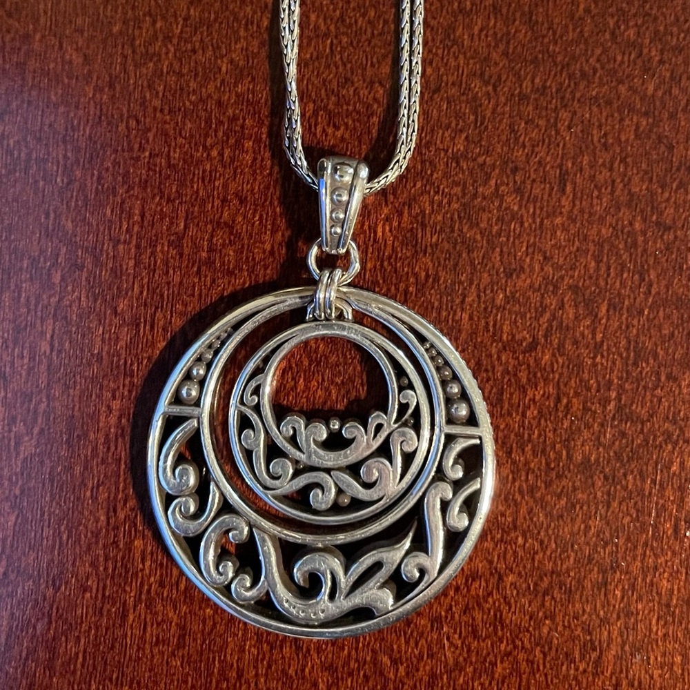 Brighton Silver-Tone Filigree Double Circle Pendant Necklace